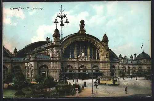 AK Frankfurt /Main, Hauptbahnhof, Strassenbahn und Fussgänger