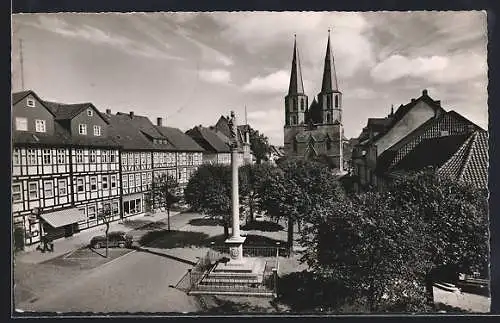 AK Duderstadt, St. Cyriakuskirche und Mariensäule