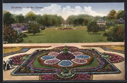 AK Dresden, Parkanlage mit Grossen Garten
