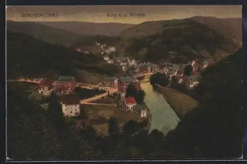AK Burg a. d. Wupper, Ortsansicht mit Landschaft