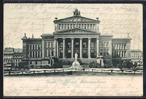 AK Berlin, Königl. Schauspielhaus mit Denkmal, Gendarmenmarkt