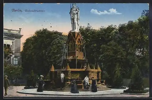 AK Berlin-Tiergarten, Rolandsbrunnen mit Besucherinnen
