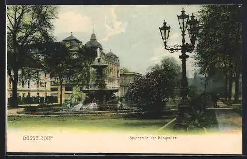 AK Düsseldorf, Brunnen in der Königsallee