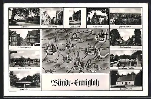 AK Bünde-Ennigloh, Partien in der Bahnhofstrasse, Eschstrasse und Am Bahnhof