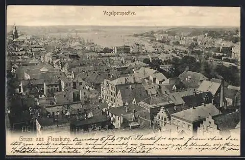 AK Flensburg, Teilansicht aus der Vogelschau
