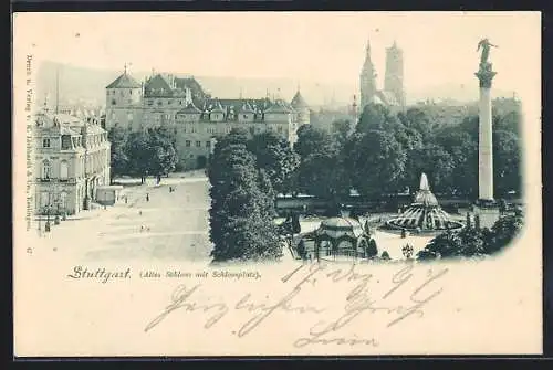AK Stuttgart, Altes Schloss mit Schlossplatz