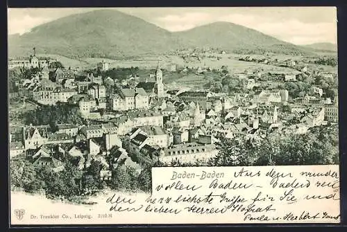 AK Baden-Baden, Ortsansicht aus der Vogelschau