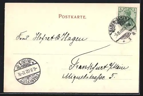 AK Baden-Baden, Ortsansicht aus der Vogelschau