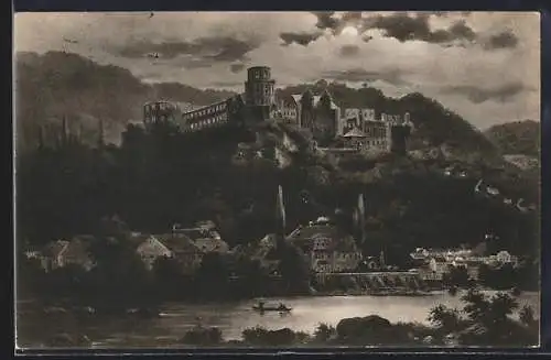 AK Heidelberg, Das Schloss von der Hirschgrasse aus