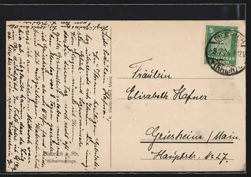 AK Biebrich a. Rh., Blick auf die Wilhelmsanlage