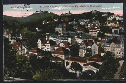AK Eisenach, Blick vom Kurhaus mit Trink- und Wandelhalle