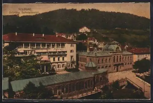 AK Wildbad /Württb. Schwarzwald, Ortsansicht aus der Vogelschau