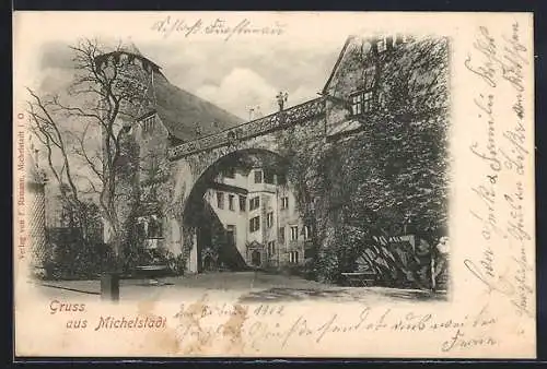 AK Michelstadt, Ortspartie mit Tor