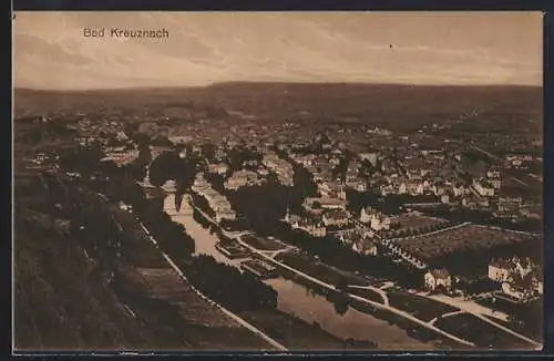 AK Bad Kreuznach, Ortsansicht aus der Vogelschau