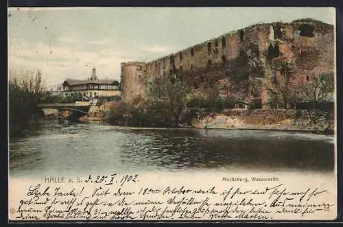 AK Halle a. S., Moritzburg von der Wasserseite