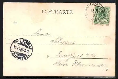 AK Rheinstein, Flusspartie mit Burg im Mondschein