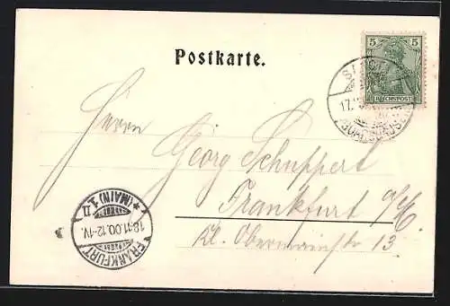 AK Rheinfels b. St. Goar, Ansicht der Burgruine mit Flusspartie
