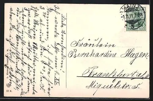 AK Mainz, Strassenbrücke mit Flusspartie und Dampfer