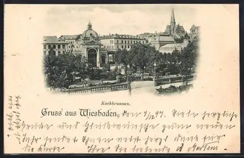 AK Wiesbaden, Kochbrunnen und Parkanlagen
