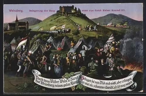 AK Weinsberg, Belagerung der Burg anno 1140 durch Kaiser Konrad III