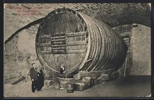 AK Tübingen, das grosse Fass im Schlosskeller