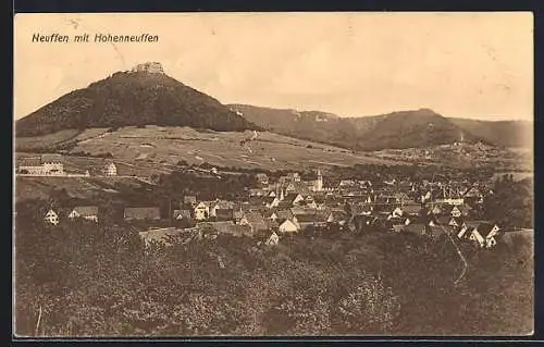AK Neuffen, Blick auf den Ort und die Ruine Hohen-Neuffen