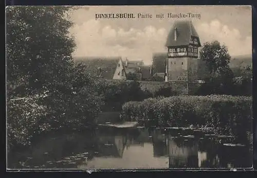 AK Dinkelsbühl, Uferpartie mit Haucke-Turm