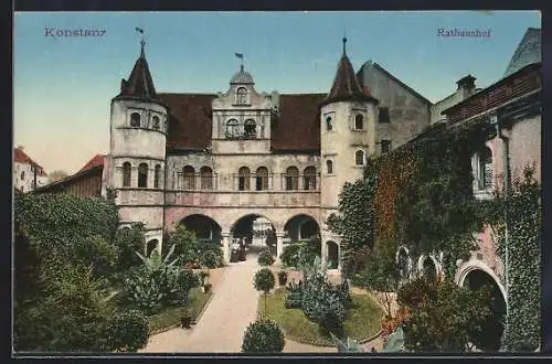 AK Konstanz, Rathaushof mit Gartenanlage