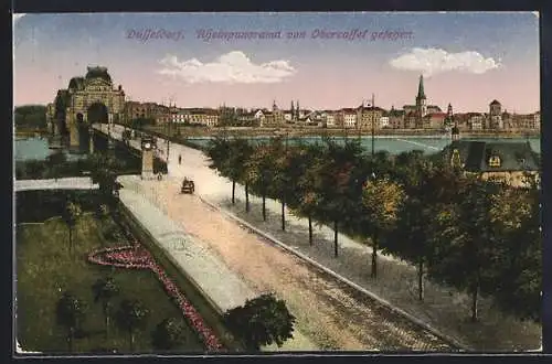 AK Düsseldorf, Rheinpanorama von Obercassel gesehen