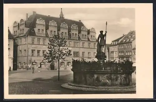 AK Naumburg /Saale, Markt mit Brunnen und Rathaus