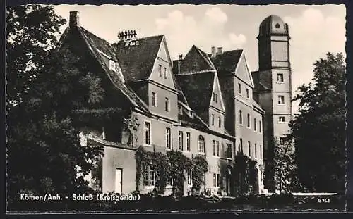 AK Köthen /Anh., Ansicht vom Schloss und Kreisgericht