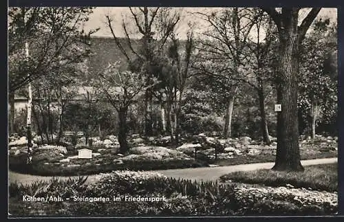AK Köthen /Anh., Steingarten im Friedenspark