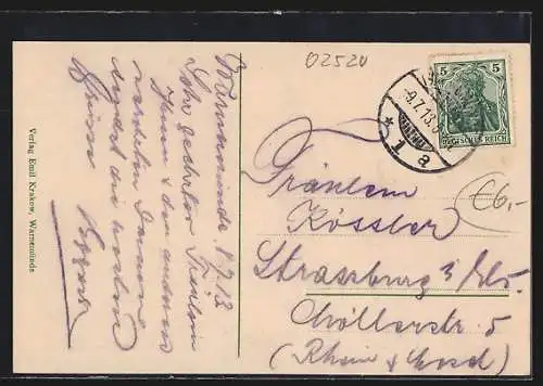 AK Warnemünde, Brandung an der Westmole