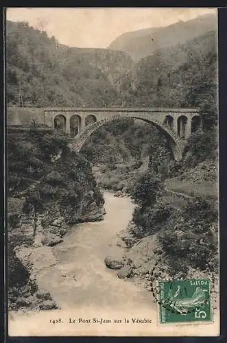 AK Saint-Jean, Le Pont sur la Vésubie avec paysage montagneux