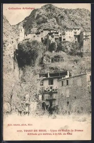 AK Touet de Beuil, Vue du village perché à 411 mètres d`altitude, ligne du Sud de la France