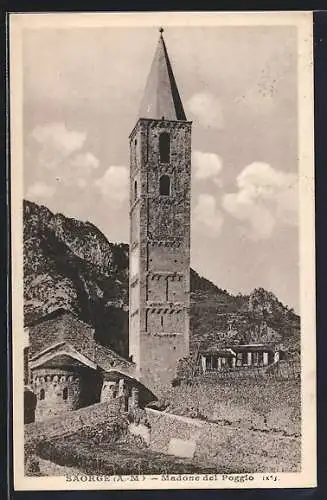 AK Saorge, Madone del Poggio et vue du clocher historique