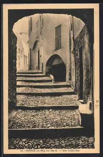 AK Saorge, Une vieille Rue en pavés de galets