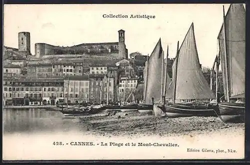 AK Cannes, La Plage et le Mont-Chevalier