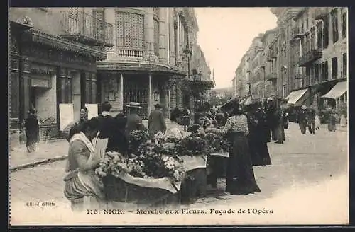 AK Nice, Marché aux Fleurs, facade de l`Opéra