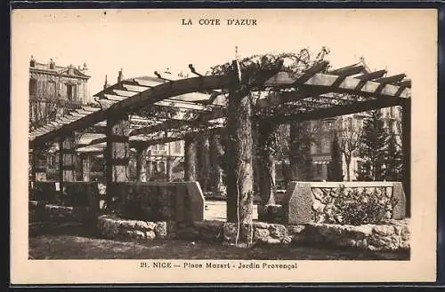 AK Nice, Place Mozart, Jardin Provencal