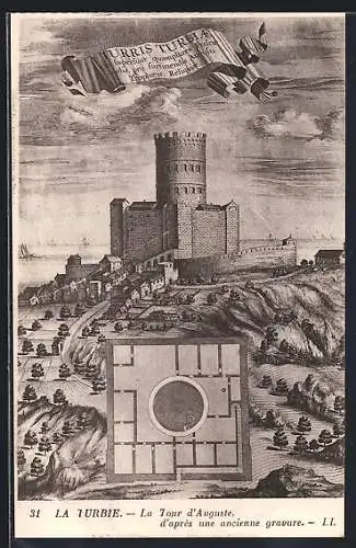 AK La Turbie, La Tour d`Auguste d`après une ancienne gravure