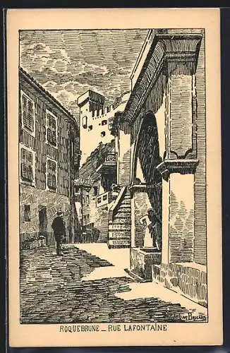 AK Roquebrune, Rue Lafontaine et son architecture pittoresque