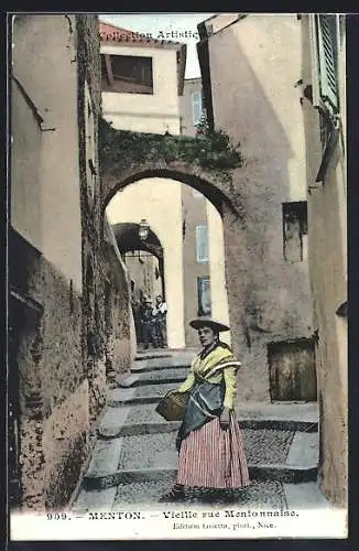 AK Menton, Vieille rue Mentonnaise