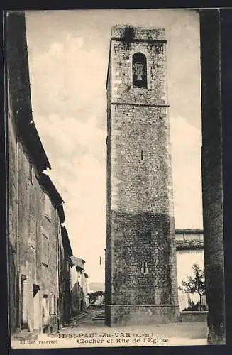 AK St-Paul-du-Var, Clocher et Rue de l`Église
