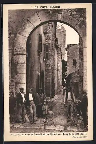 AK Vence, Portail et rue St. Véran, Tour de la cathédrale