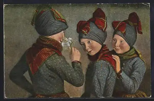 AK Dänische Kinder in Tracht