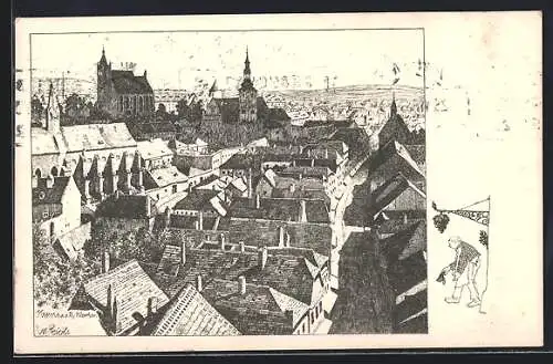 Künstler-AK Ulf Seidl: Krems an der Donau, Ansicht vom Steinertor, Serie Wachau