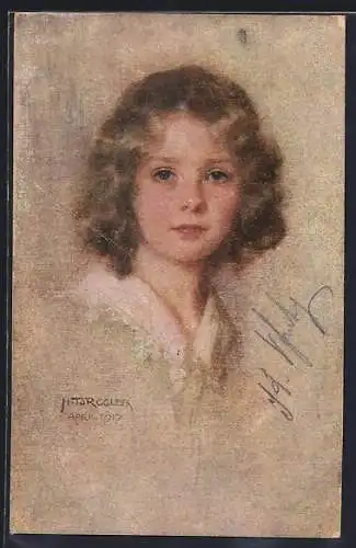 Künstler-AK Hermann Torggler: Mädchen mit braunem Haar
