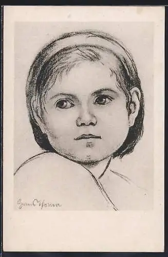 Künstler-AK Hans Thoma: Mädchenkopf