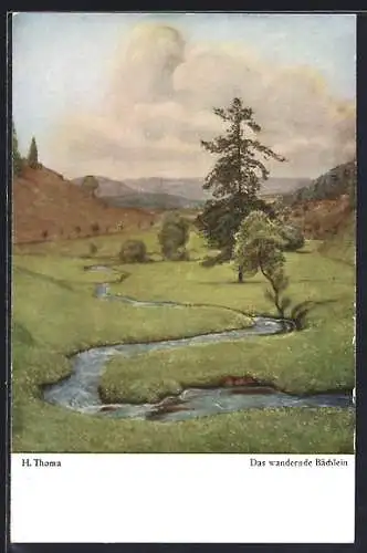 Künstler-AK Hans Thoma: Bildkarte Nr.46, Das wandernde Bächlein